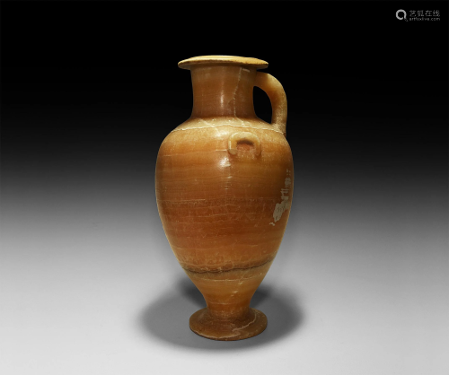 Large Hellenistic Banded Alabaster Hydria