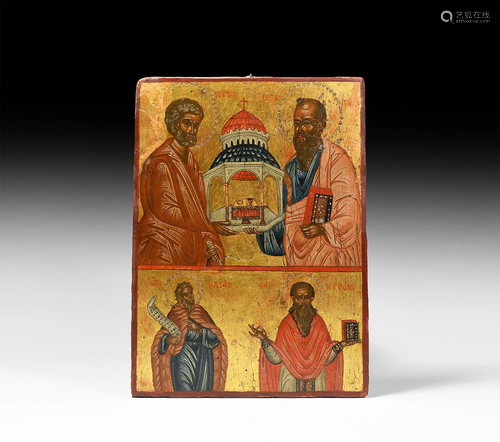 Greek Two-Part Icon Depicting Peter and Paul