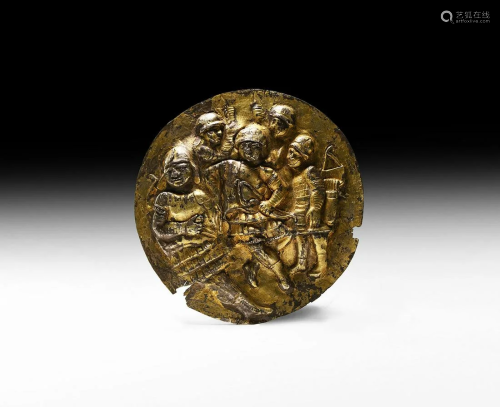 Pontic-Sarmatian Gilt Silver Plaque with Warrior Scene