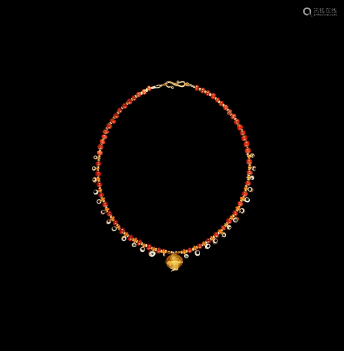 Phoenician Necklace with Gold Pomegranate Pendant