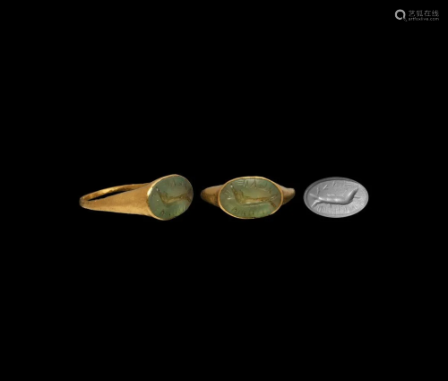 Roman Gold Ring with Dolphin Gemstone