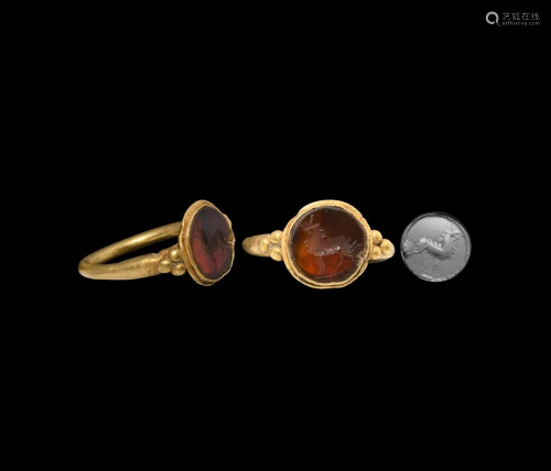 Roman Gold Ring with Animal Gemstone