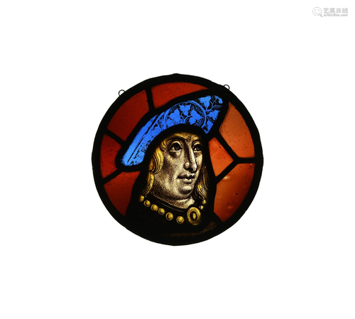 Medieval Stained Glass Head of a Nobleman