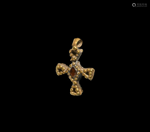 Medieval Gold Cross with Gemstone