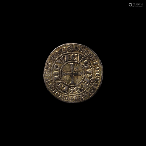 French Gilt Silver Louis IX (Saint Louis) Coin Brooch