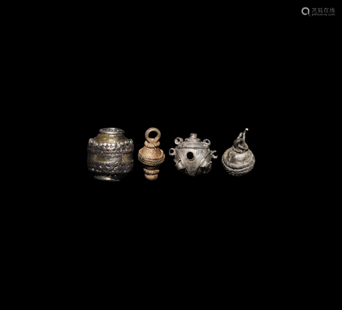 Viking Silver-Gilt Bead and Pendant Group