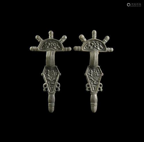 Visigothic Radiate Bow Brooch Pair