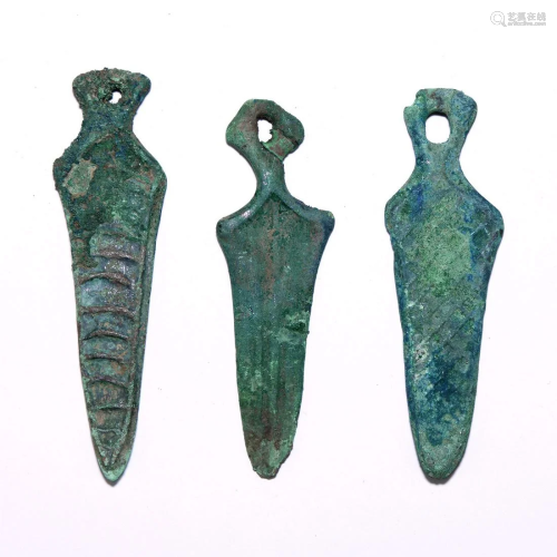 Bronze Age Votive Decorated Dagger Pendant Group