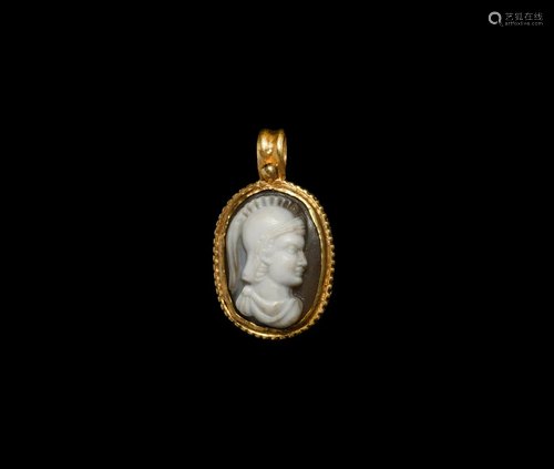 Georgian Gold Pendant with Classical Bust Cameo