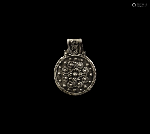 Viking Silver Filigree Pendant with Scroll Cross