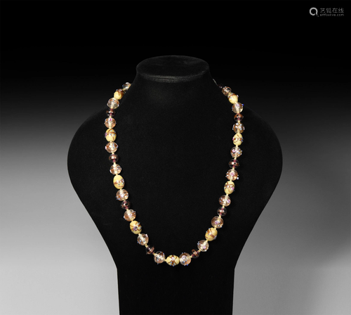 Venetian Type Glass Bead Necklace