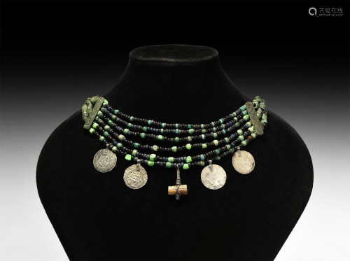 Viking Beaded Necklace with Coin Pendants