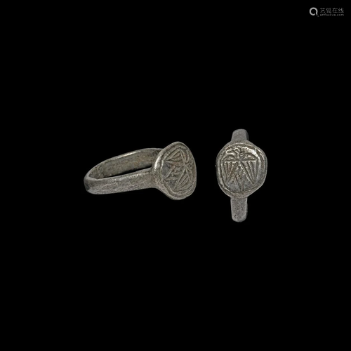 Medieval Silver Ring with Spread Eagle