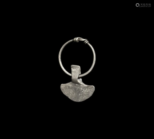 Pre-Viking Silver Broad Axe Pendant with Loop