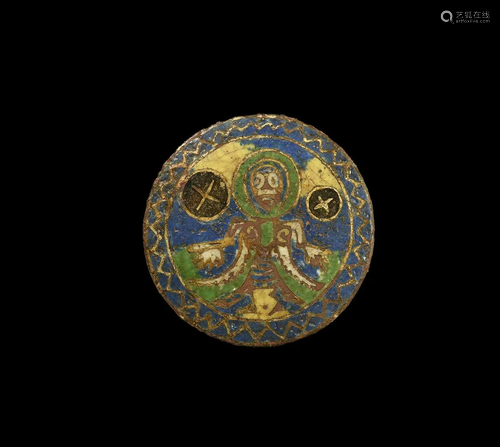 Frankish Gilt Enamelled Mount with Angel