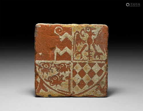 Medieval Tile with Heraldic Shield