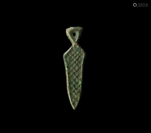 Bronze Age Votive Decorated Dagger Pendant