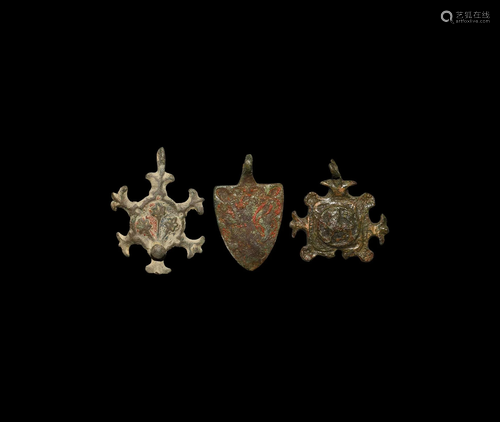 Medieval Heraldic Horse Harness Pendant Group