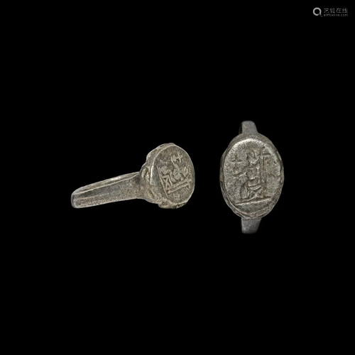 Medieval Christian Ring with Enthroned Figure