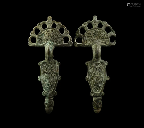 Visigothic Radiate Bow Brooch Pair