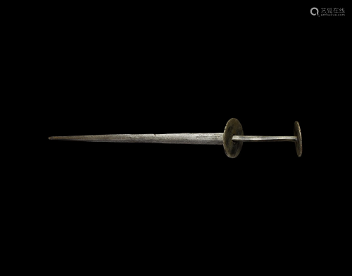 Medieval Rondel Dagger with Inlaid Initials
