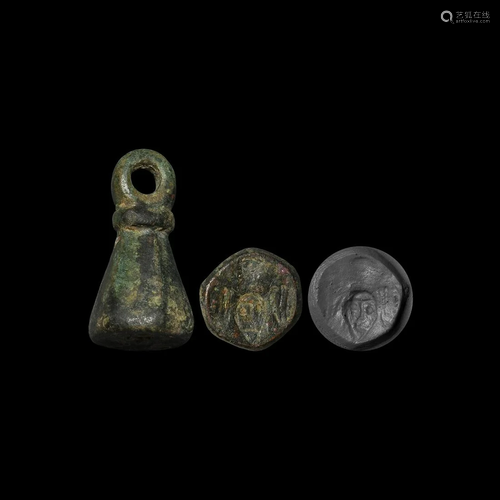 Medieval Bell-Shaped Seal with Face and Spread Eagle