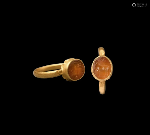 Roman Mithraic Gemstone in Gold Ring