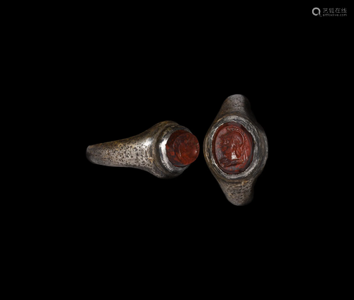 Roman Silver Ring with Minerva Gemstone