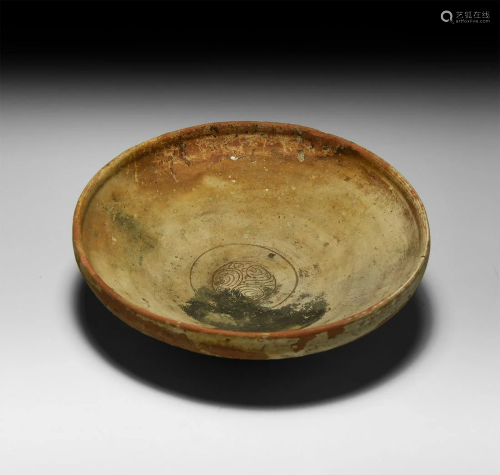 Large Byzantine Sgraffito Ware Bowl with Triskele