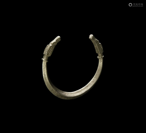 Roman Silver Bracelet with Animal Head Terminals