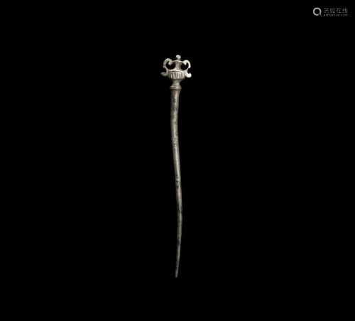 Roman Silver Hairpin with Urn