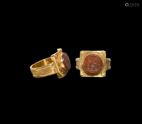 Roman Sphinx Gemstone in Gold Ring