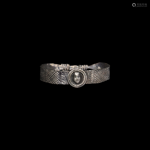 Hellenistic Silver Bracelet with Portrait