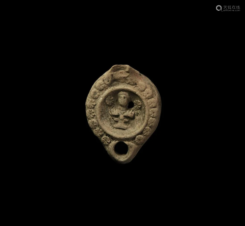 Roman Oil Lamp with Bust