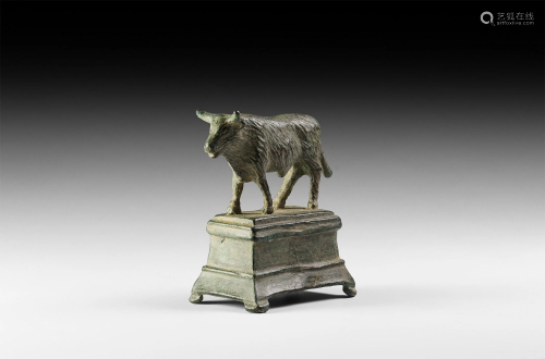 Roman Figure of a Bull on Plinth