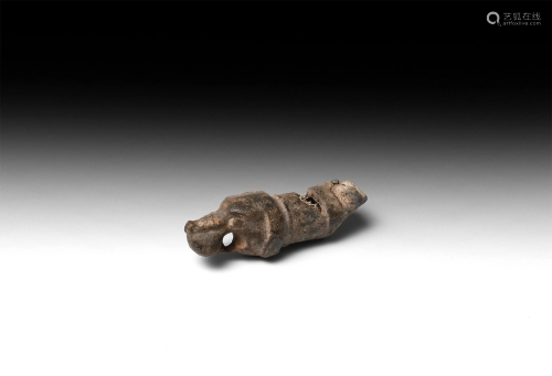 Roman Whistle with Dog's Head