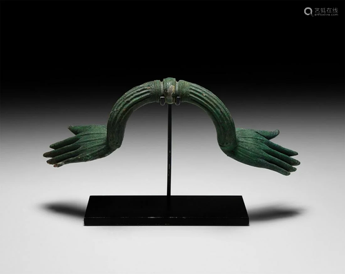 Large Etruscan Vessel Handle with Hands