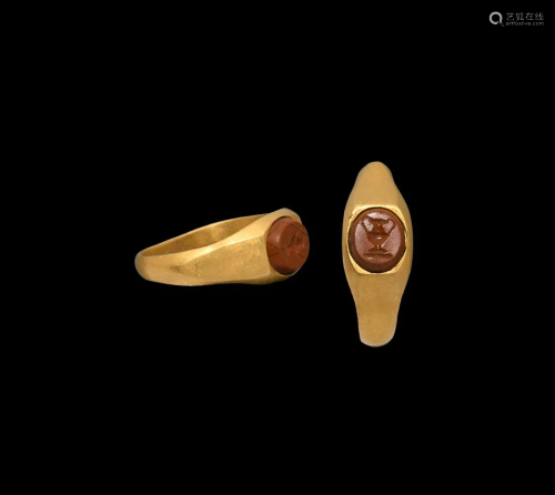 Roman Kantharos Gemstone in Gold Ring