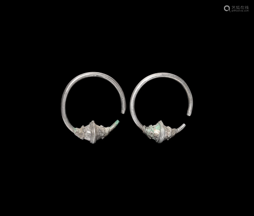 Byzantine Silver Temple Earring Pair