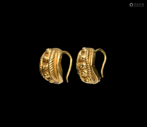 Greek Gold Leech-Shaped Earring Pair