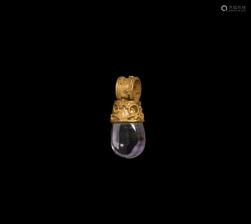 Hellenistic Gold Pendant with Amethyst Gemstone