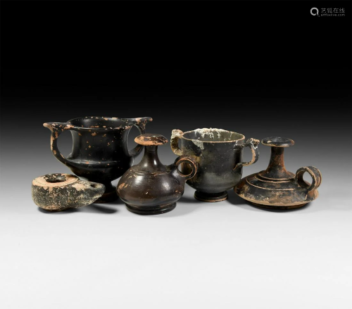 Greek Black Ware Vessel Collection