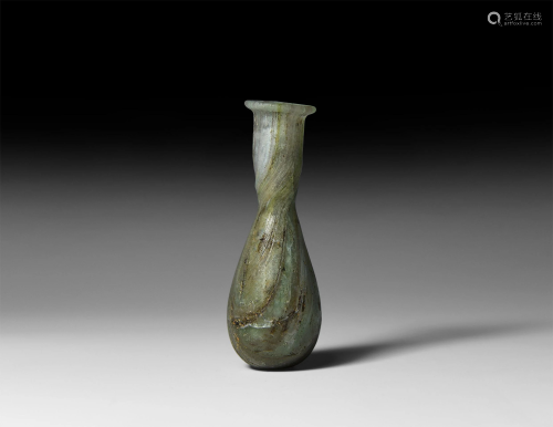 Roman Marbled Glass Sandcore Flask
