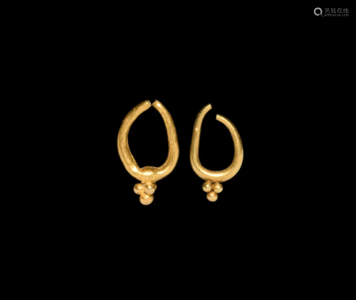 Greek Gold Earring Pair