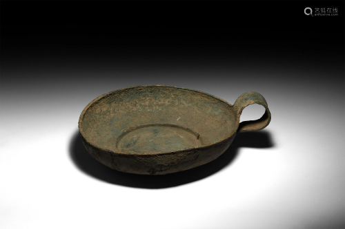 Large Roman Bronze Pan with Loop Handle