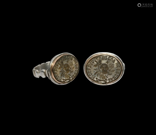 Georgian Silver Memento Mori Ring with Skull
