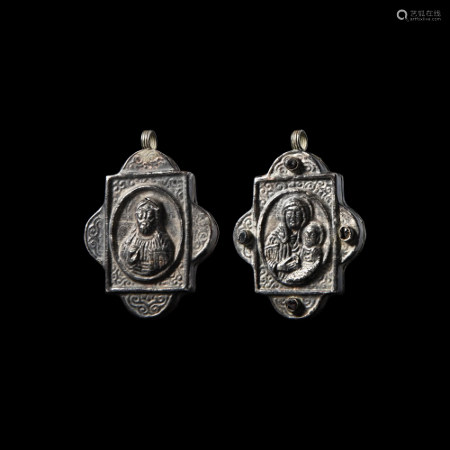 Post Byzantine Silver Reliquary Icon Pendant