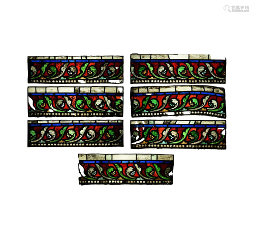 Victorian Period Stained Glass Border Panel Group