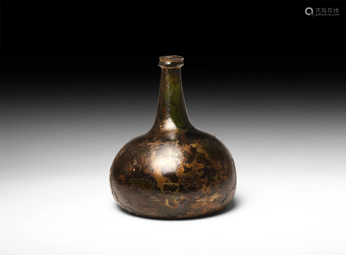 Post Medieval Wine 'Onion' Bottle with Contents