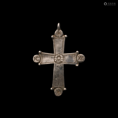 Post-Byzantine Silver Cross with Portrait of Christ